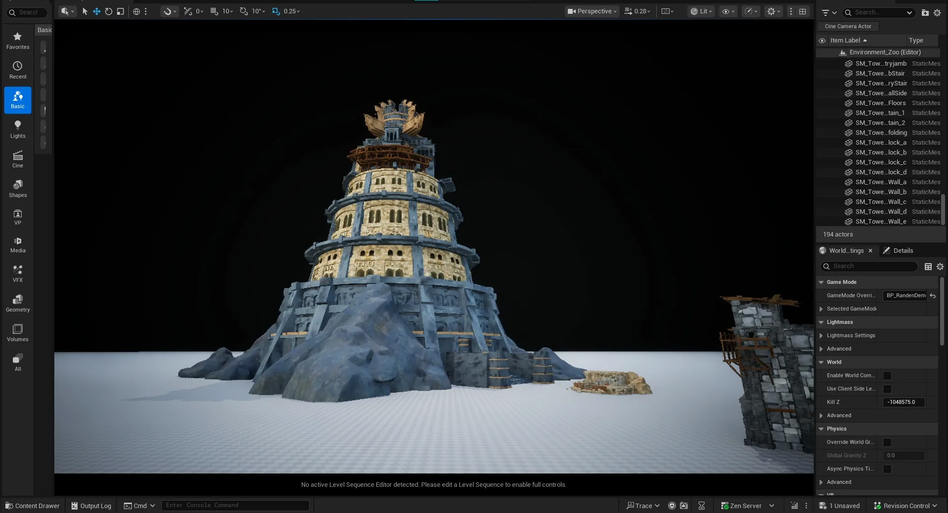 Unreal Engine 5 Viewport 2 &mdash; Ancient Fortifications & Tower Meshes